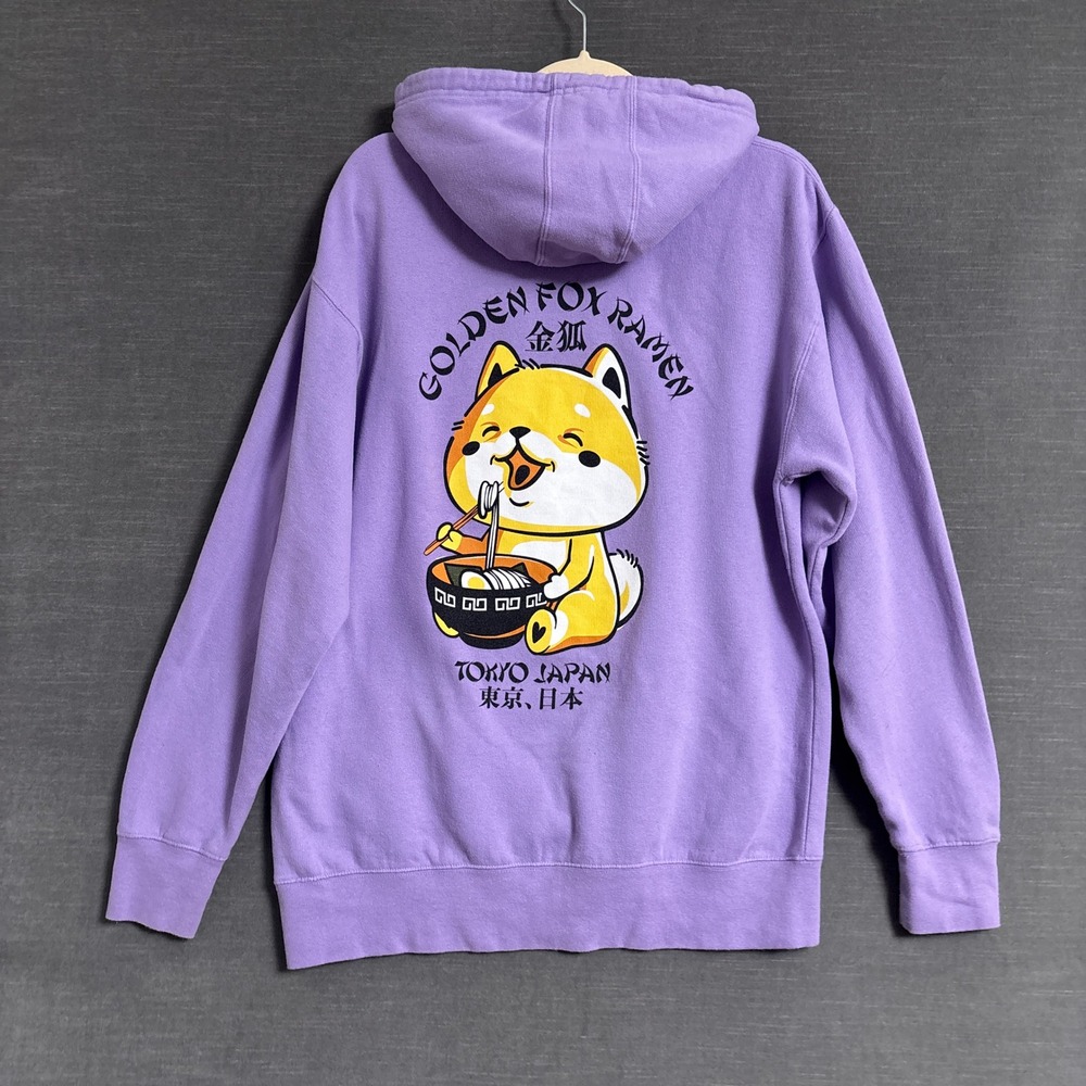 SCW Hoodie Medium Purple Cotton Golden Fox Ramen Tokyo Japan Graphic Pullover